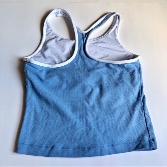 MORET ULTRA Racerback Tank Top CoolMax Medium Blue Built In Bra Women’s - Picture 2 of 15